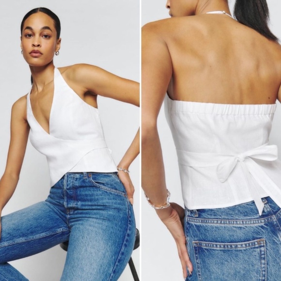 Reformation Tops - NWT Reformation Raven White Linen Top (Size L)